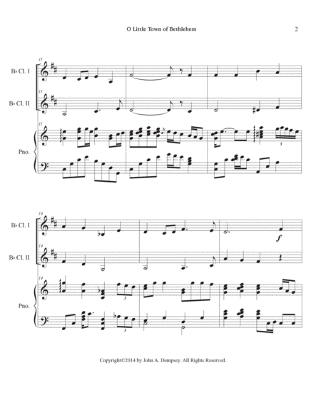 O Little Town of Bethlehem (Trio for Two Clarinets and Piano) image number null