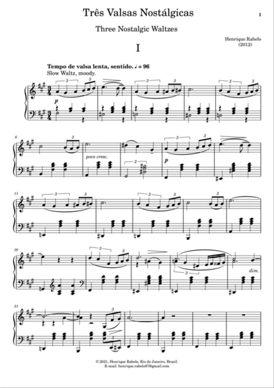 Três Valsas Nostálgicas (Three Nostalgic Waltzes) Piano Solo scores gallery preview page 5