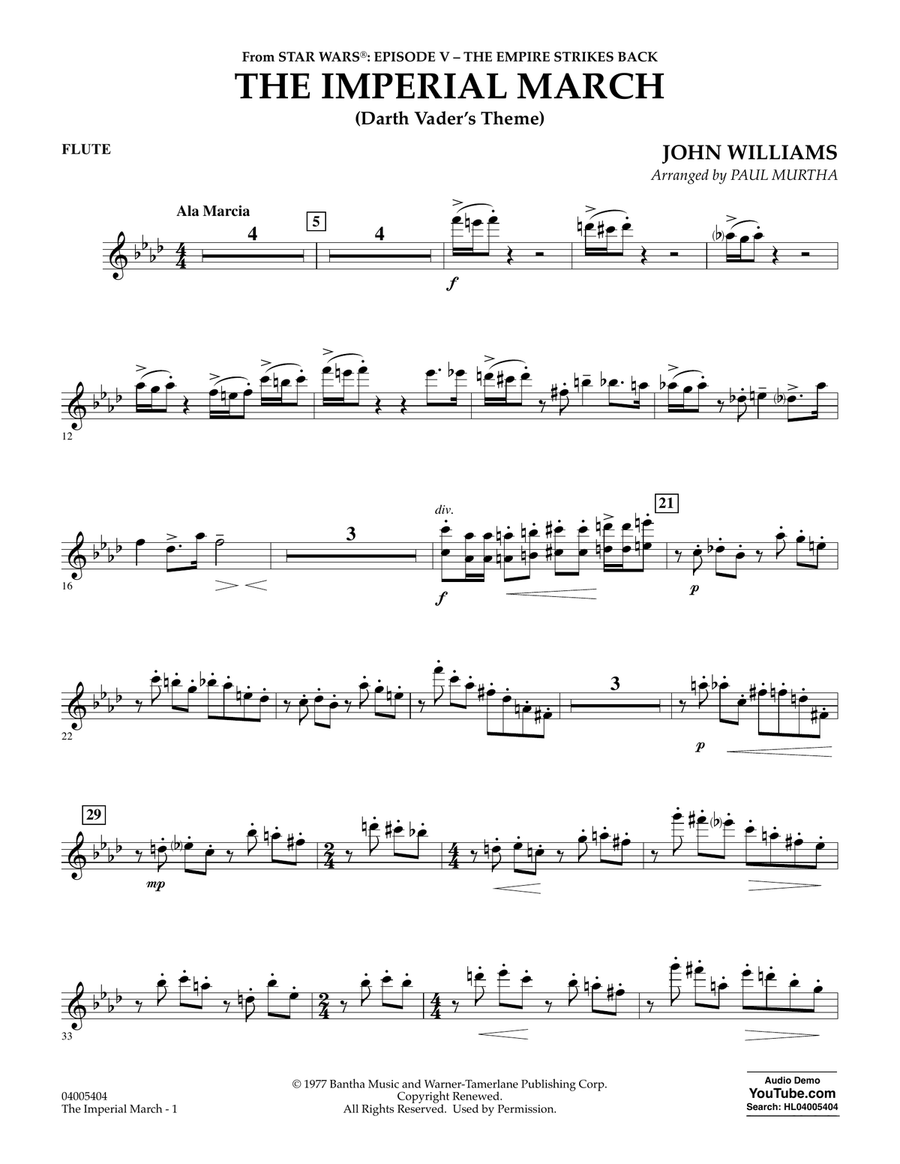The Imperial March (Darth Vader's Theme) - Flute Concert Band scores gallery preview page 1