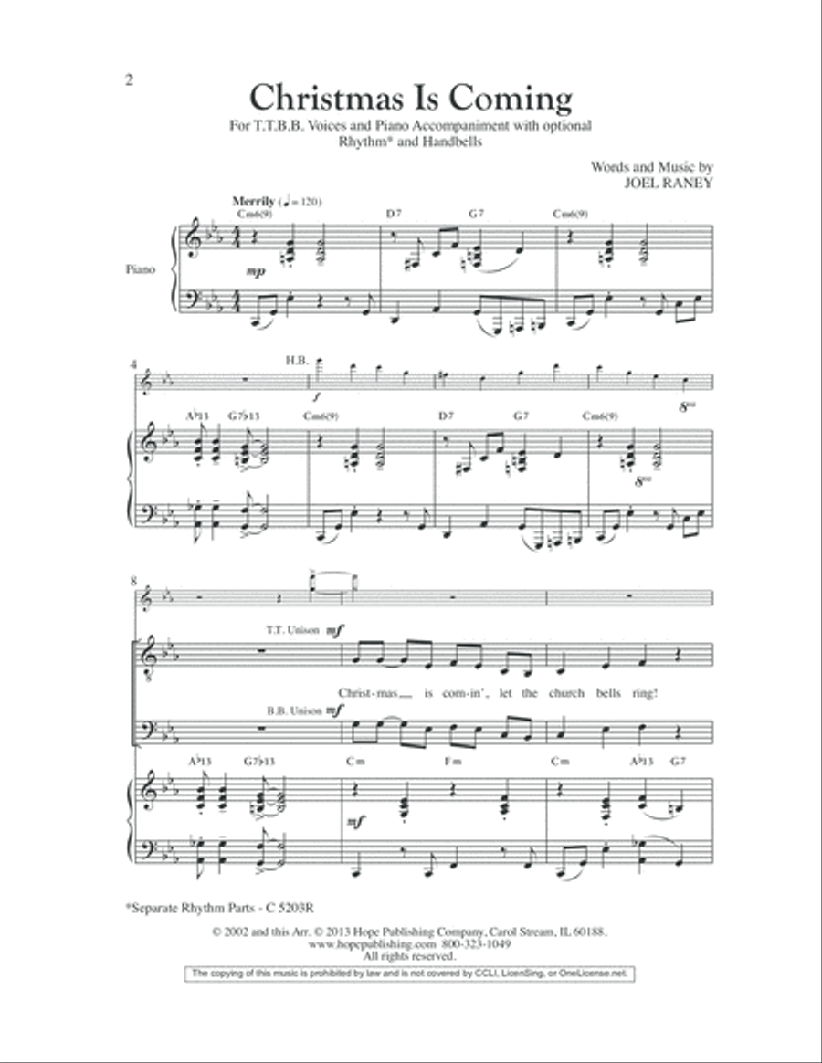 Christmas Is Coming TTBB scores gallery preview page 3