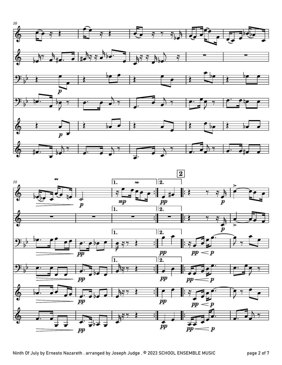 Ninth of July by Nazareth for Brass Quartet in Schools Brass Quartet scores gallery preview page 2