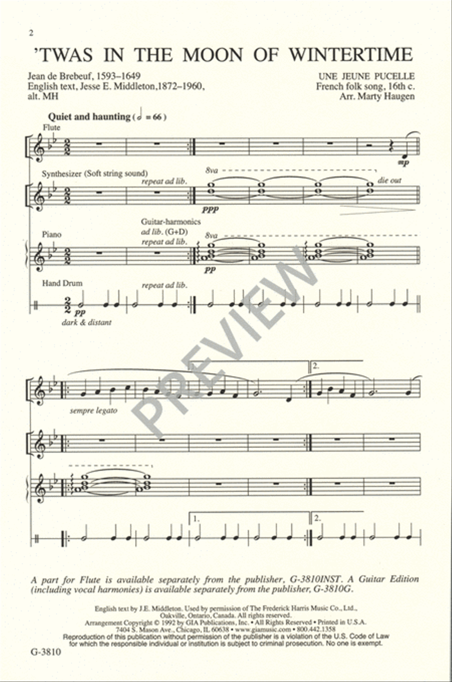 ’Twas in the Moon of Wintertime 4-Part scores gallery preview page 3