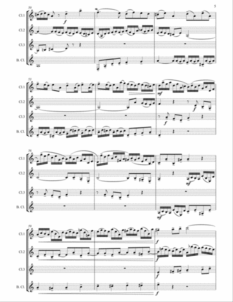 Little Fugue in G minor arranged for Clarinet Quartet Clarinet Quartet scores gallery preview page 6