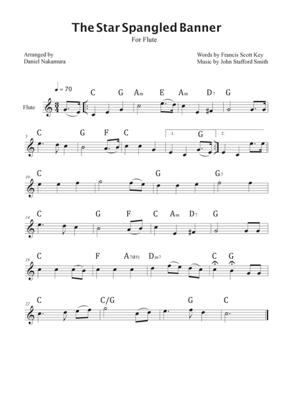 The Star Spangled Banner (For Flute with Chords) image number null