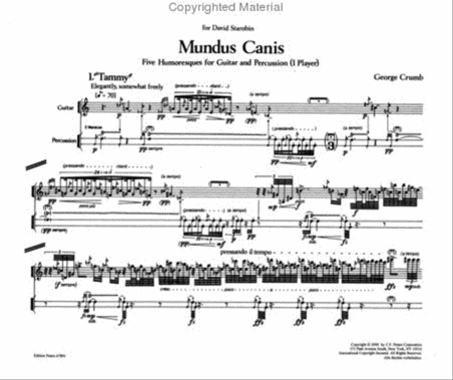Mundus Canis - Five Humoresques For Guitar And Percussion Small Ensemble scores gallery preview page 2