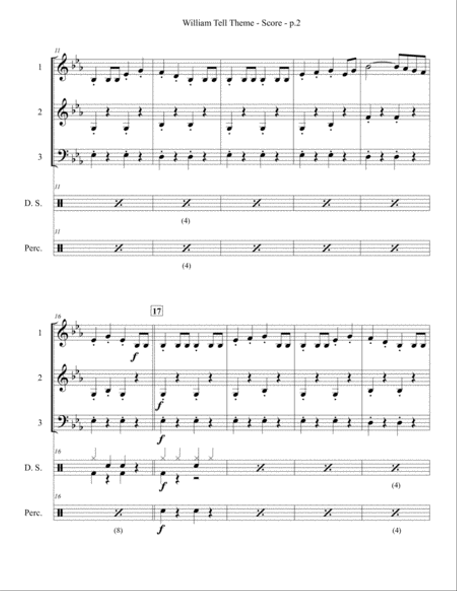 William Tell Theme - 3-part Woodwind and/or Brass Ensemble with Optional Percussion - Flexible Instr 3-Part scores gallery preview page 3