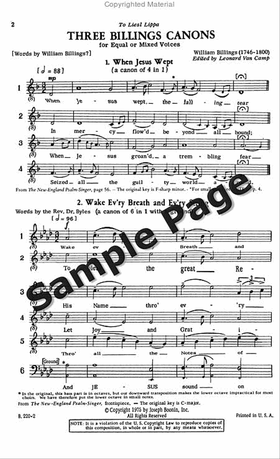 3 Billings Canons SSA scores gallery preview page 3