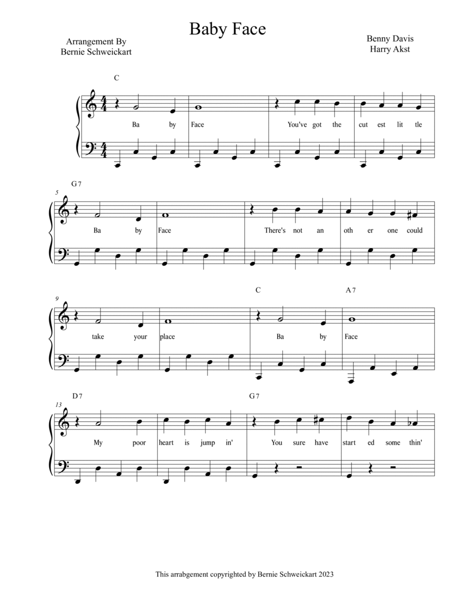 Baby Face Piano, Vocal, Guitar scores gallery preview page 1