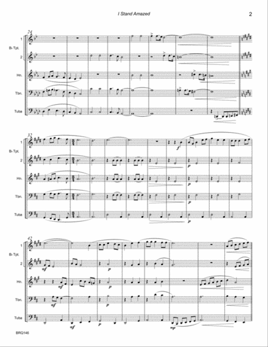 I STAND AMAZED for BRASS QUINTET (unaccompanied) Brass Quintet scores gallery preview page 2