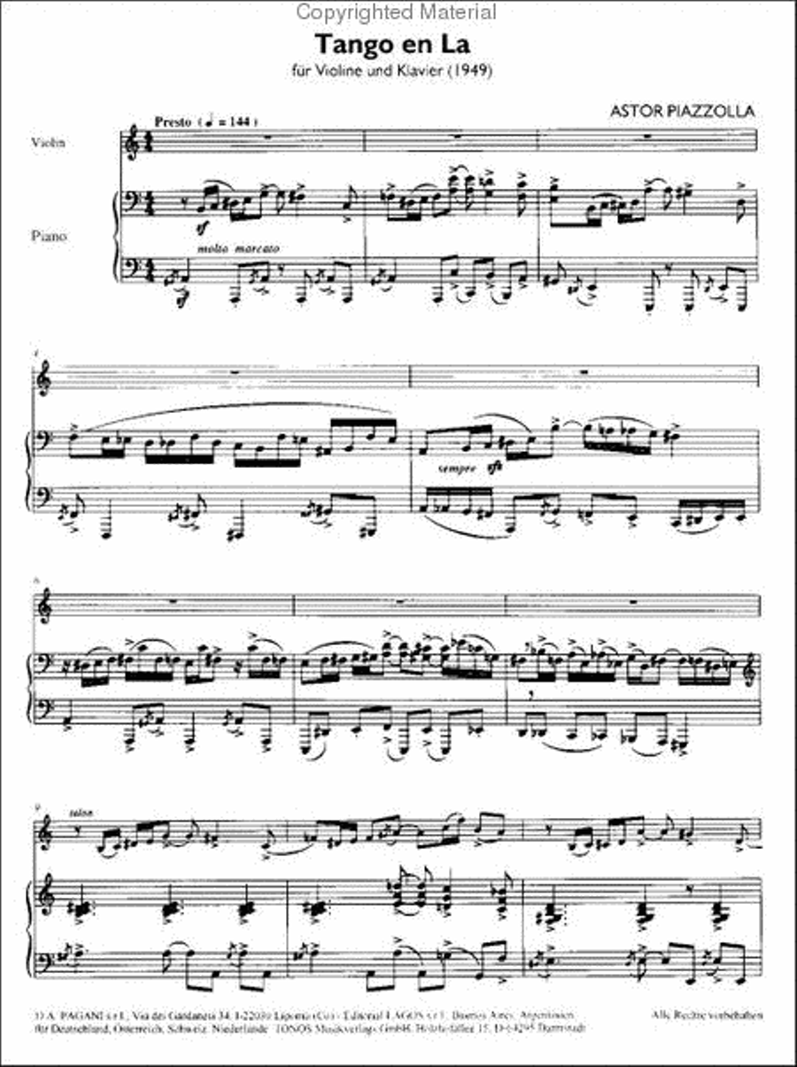 Tango en La Violin Solo scores gallery preview page 2