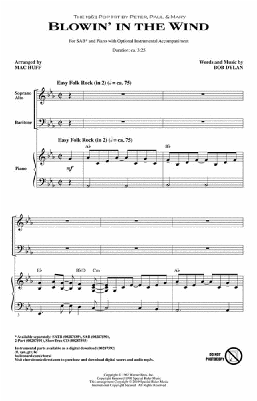 Blowin' in the Wind 3-Part scores gallery preview page 2