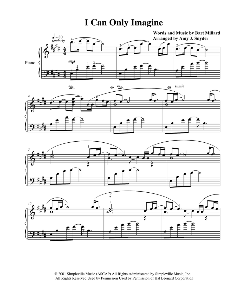 I Can Only Imagine Piano Solo scores gallery preview page 2