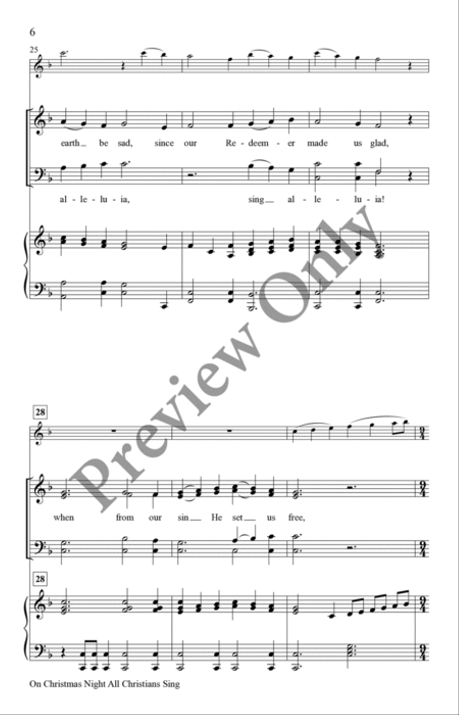 On Christmas Night All Christians Sing 4-Part scores gallery preview page 6