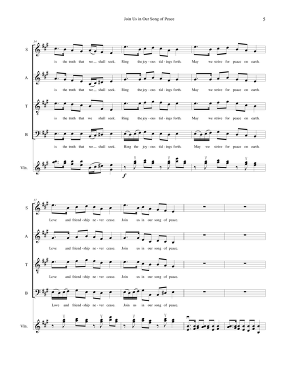 Join Us in Our Song of Peace - SATB with violin accompaniment image number null