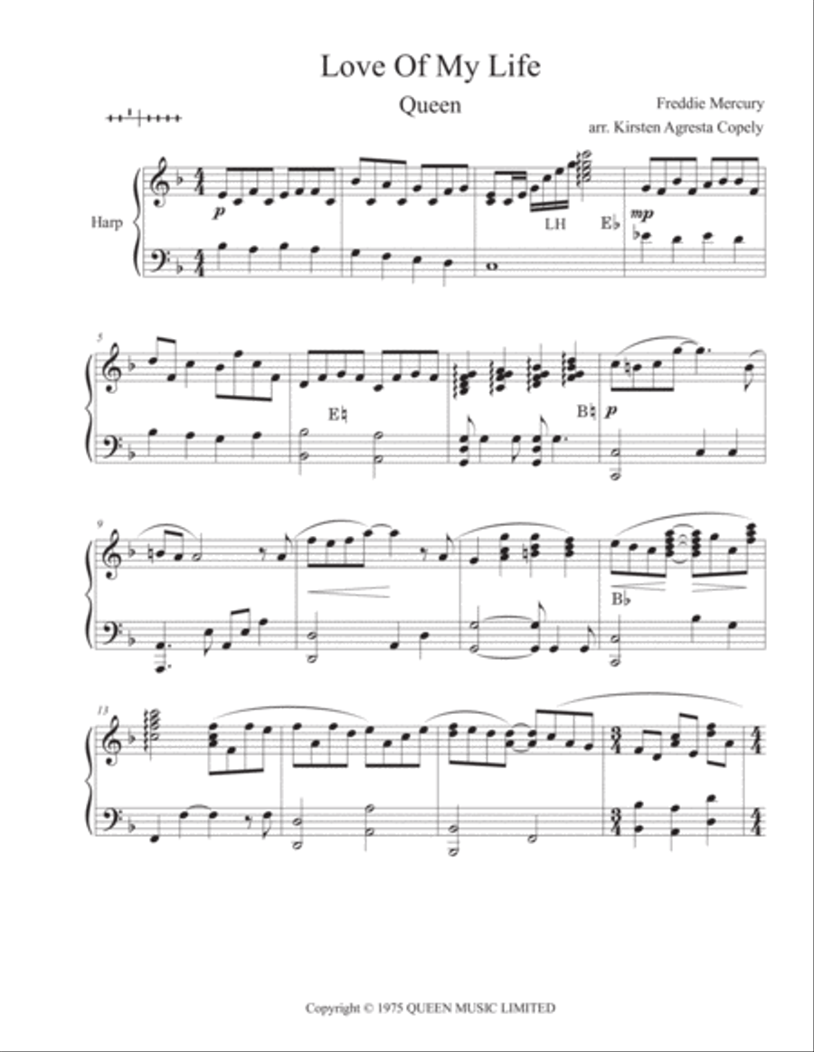 Love Of My Life Harp scores gallery preview page 1