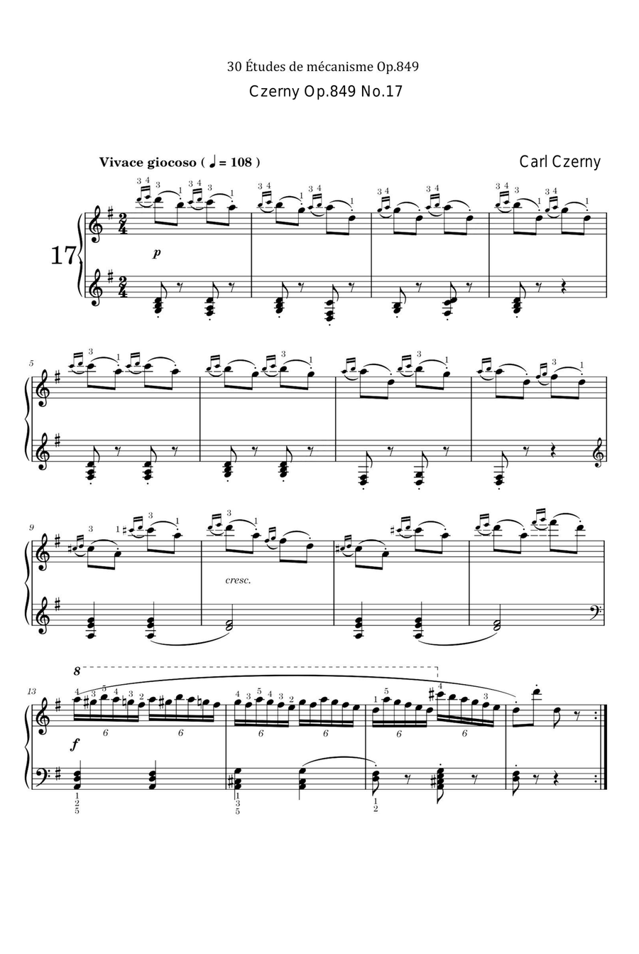Czerny Op.849 No.17 Piano Solo scores gallery preview page 1