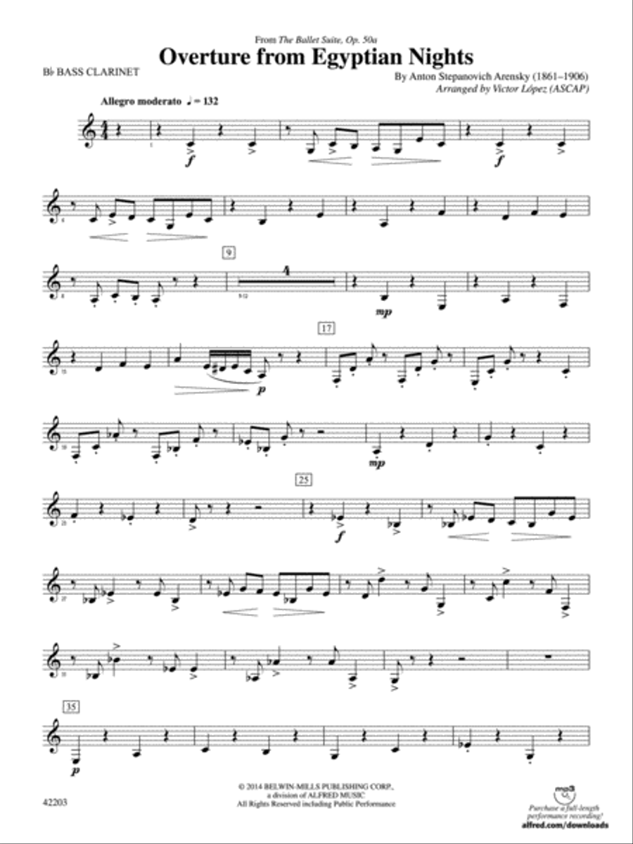 Overture from Egyptian Nights: B-flat Bass Clarinet Concert Band scores gallery preview page 1
