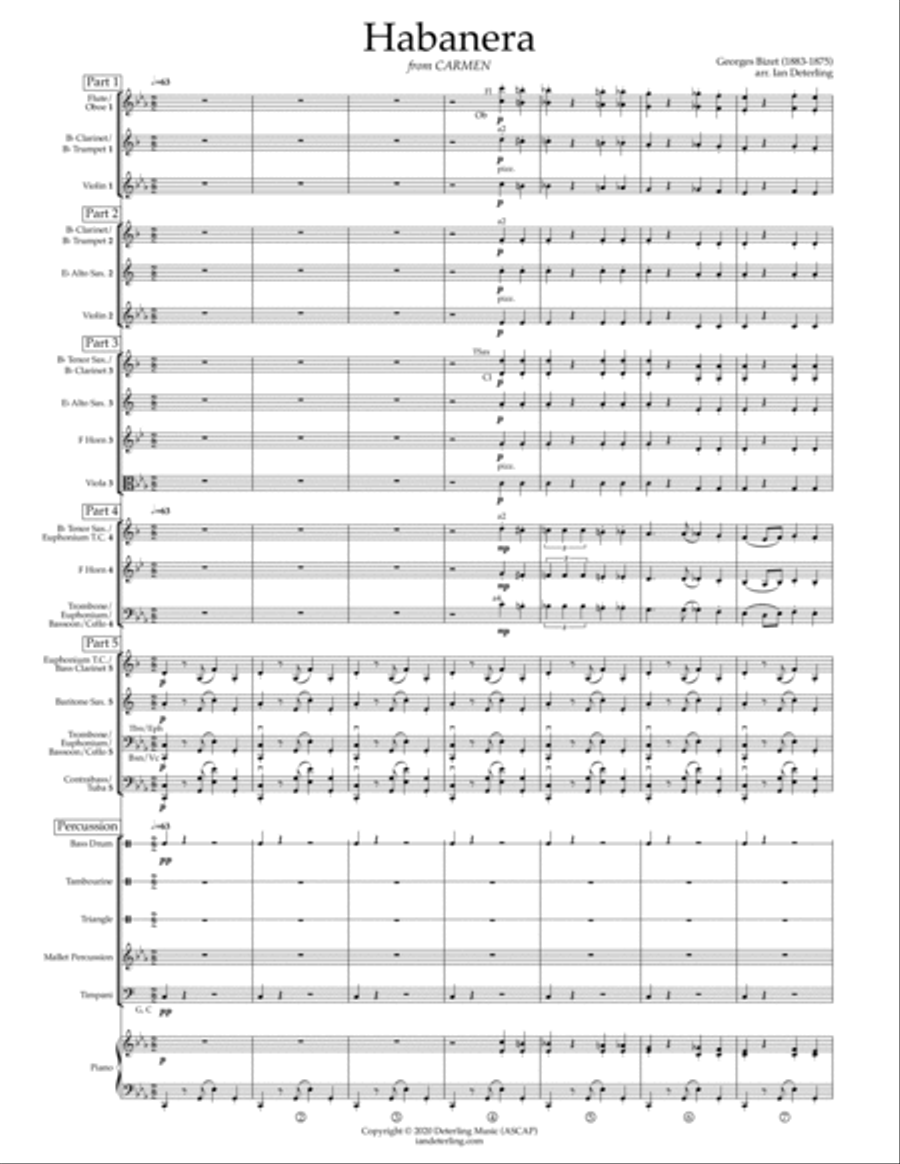 Habanera from CARMEN (Flexible Instrumentation) Concert Band scores gallery preview page 5