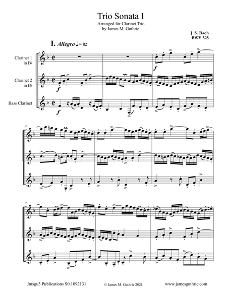 BACH: Trio Sonata No. 1 BWV 525 for Clarinet Trio image number null