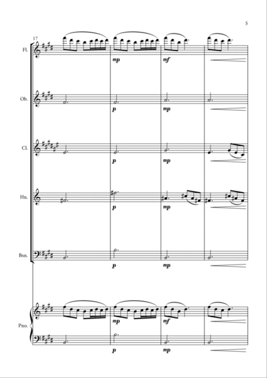 Morning Mood (Peer Gynt Suite N.1, Op 46) Woodwind Quintet scores gallery preview page 5