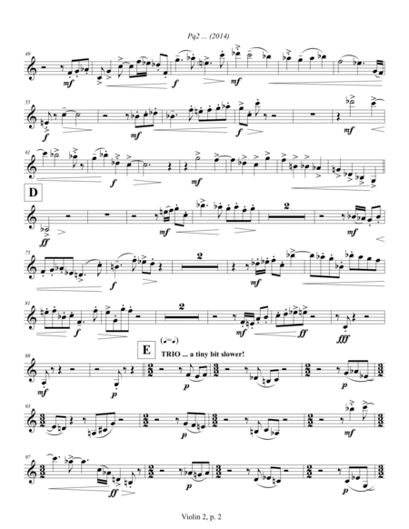 Pq2 ... (2014) for piano and string quartet, violin 2 part