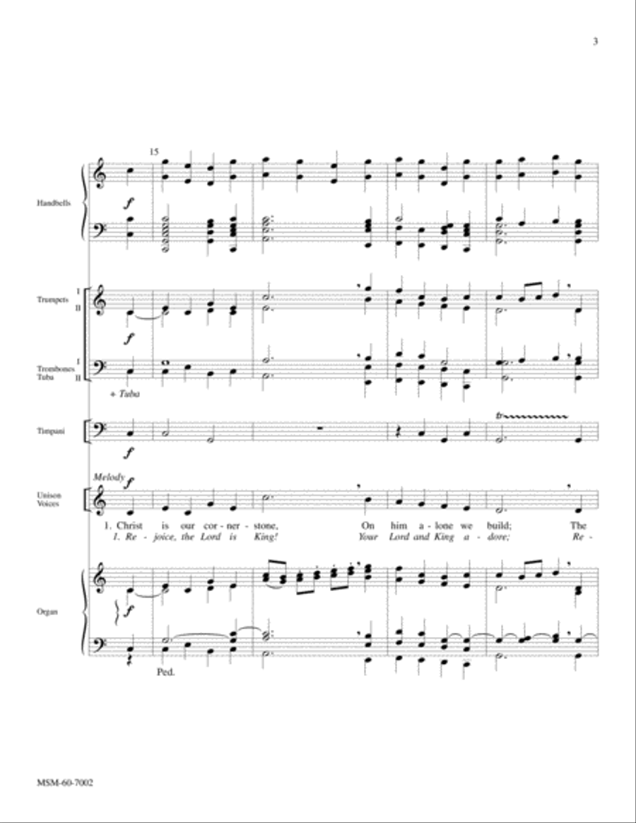 Christ Is Our Cornerstone Rejoice, the Lord Is King Choir scores gallery preview page 4