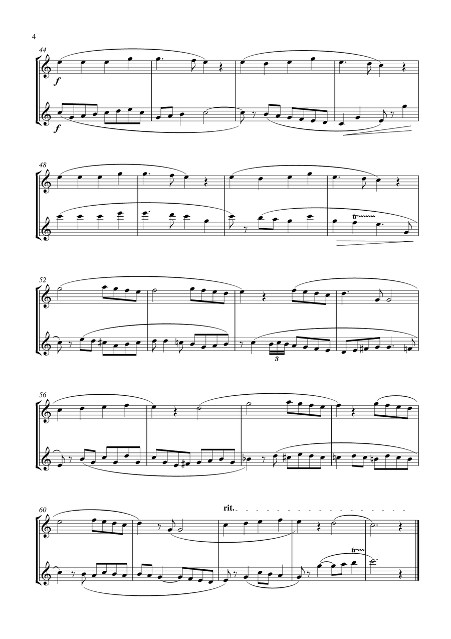 15 Popular Christmas Songs for Flute Duet (Suitable for beginning / intermediate flautists) Flute Duet scores gallery preview page 4