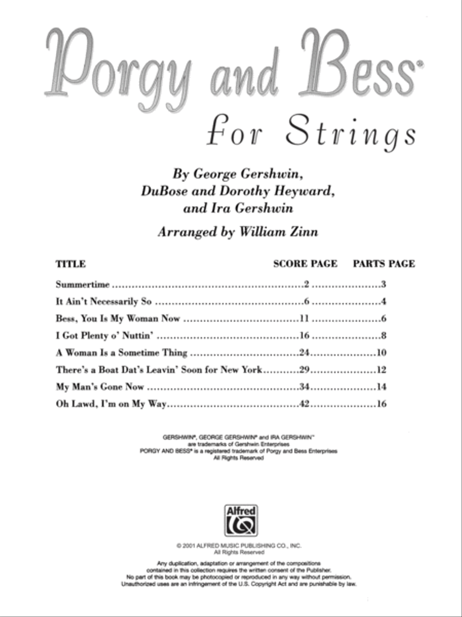 Porgy and Bess for Strings String Orchestra scores gallery preview page 2