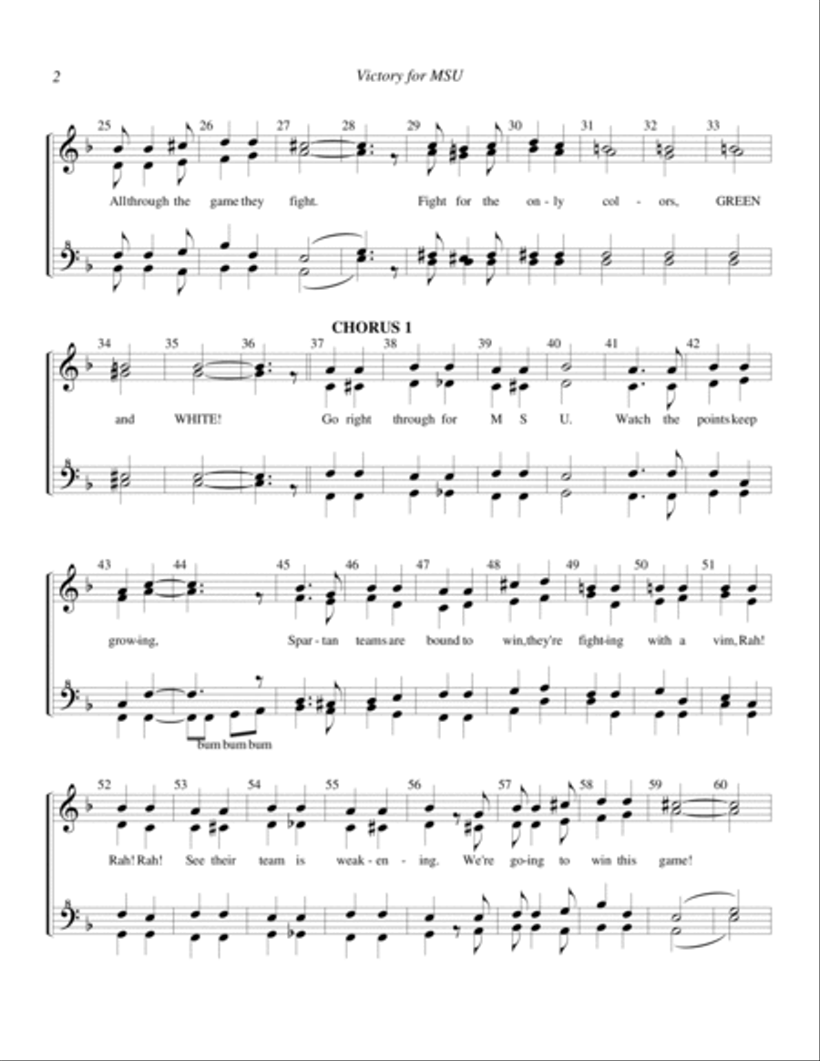 Victory for MSU (Michigan State Fight Song) SSAA scores gallery preview page 2