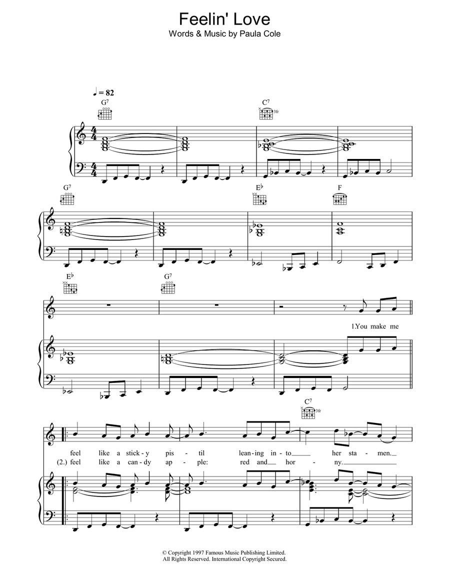 Feelin' Love Feelin' Love Piano, Vocal, Guitar scores gallery preview page 1