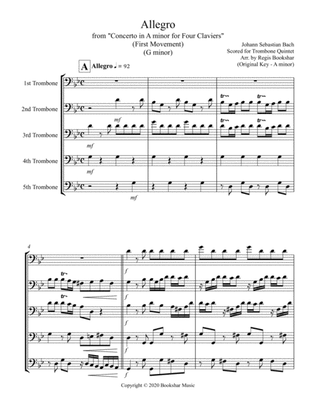 Allegro (from "Concerto for Four Claviers") (G min) (Trombone Quintet)