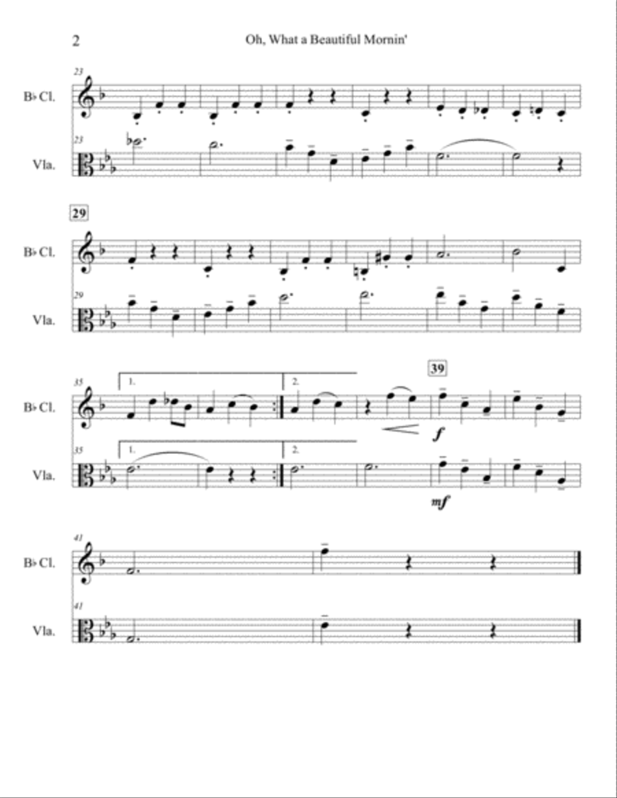 Oh, What A Beautiful Mornin' Clarinet scores gallery preview page 3