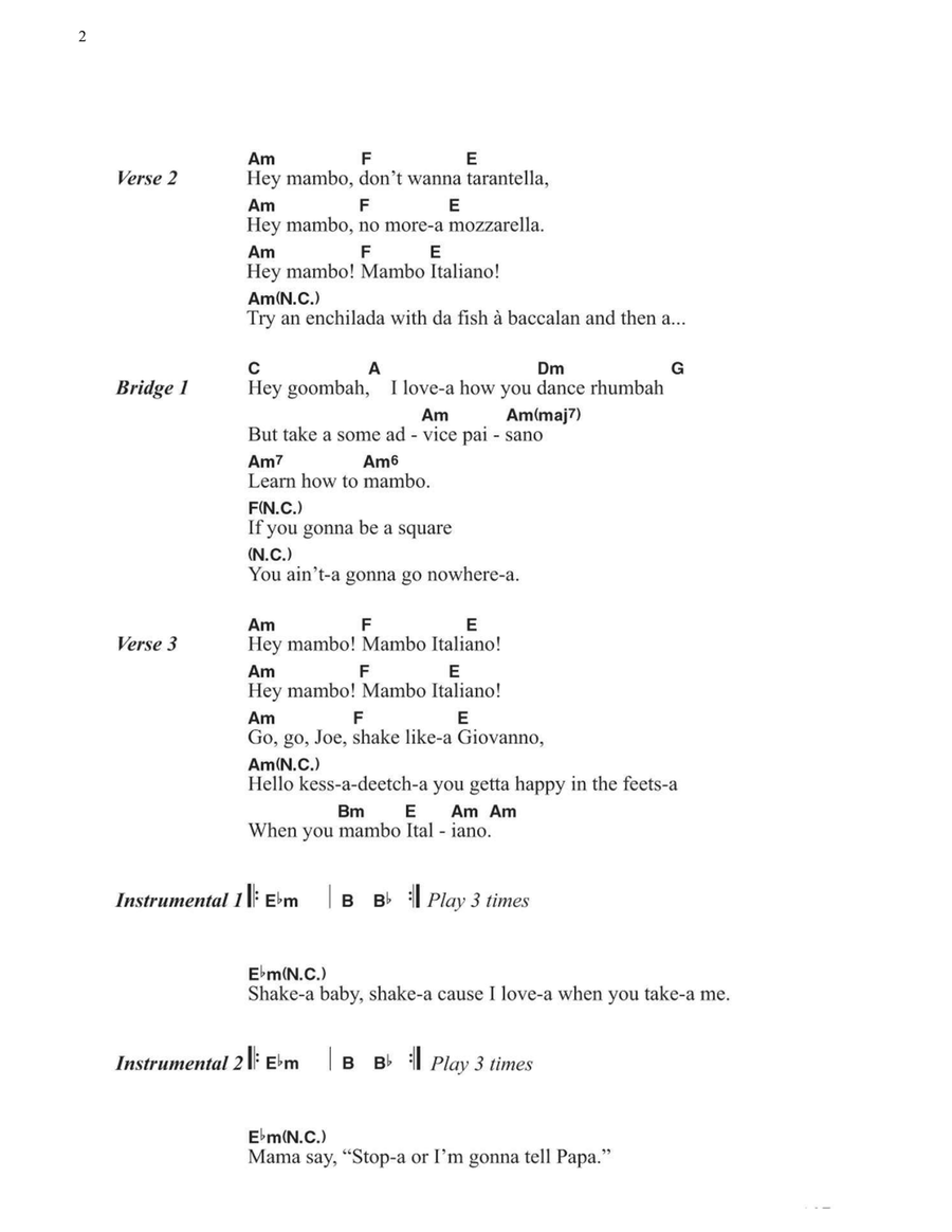 Mambo Italiano Easy Guitar scores gallery preview page 2
