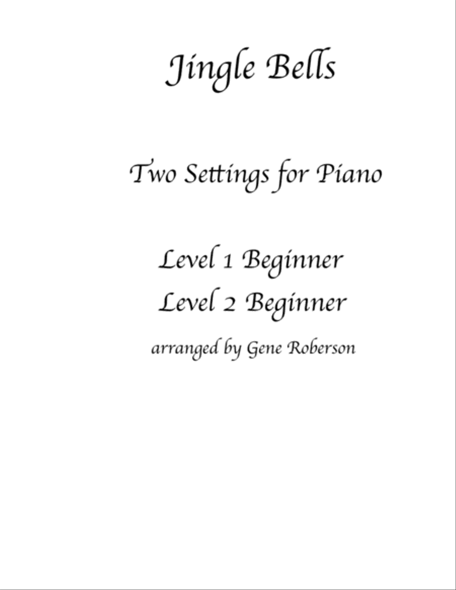 Jingle Bells PIANO Two Beginner Level Versions Easy Piano scores gallery preview page 1