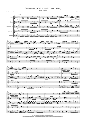 Book cover for Brandenburg Concerto No. 2 (1st. Mov.): Wind Quintet