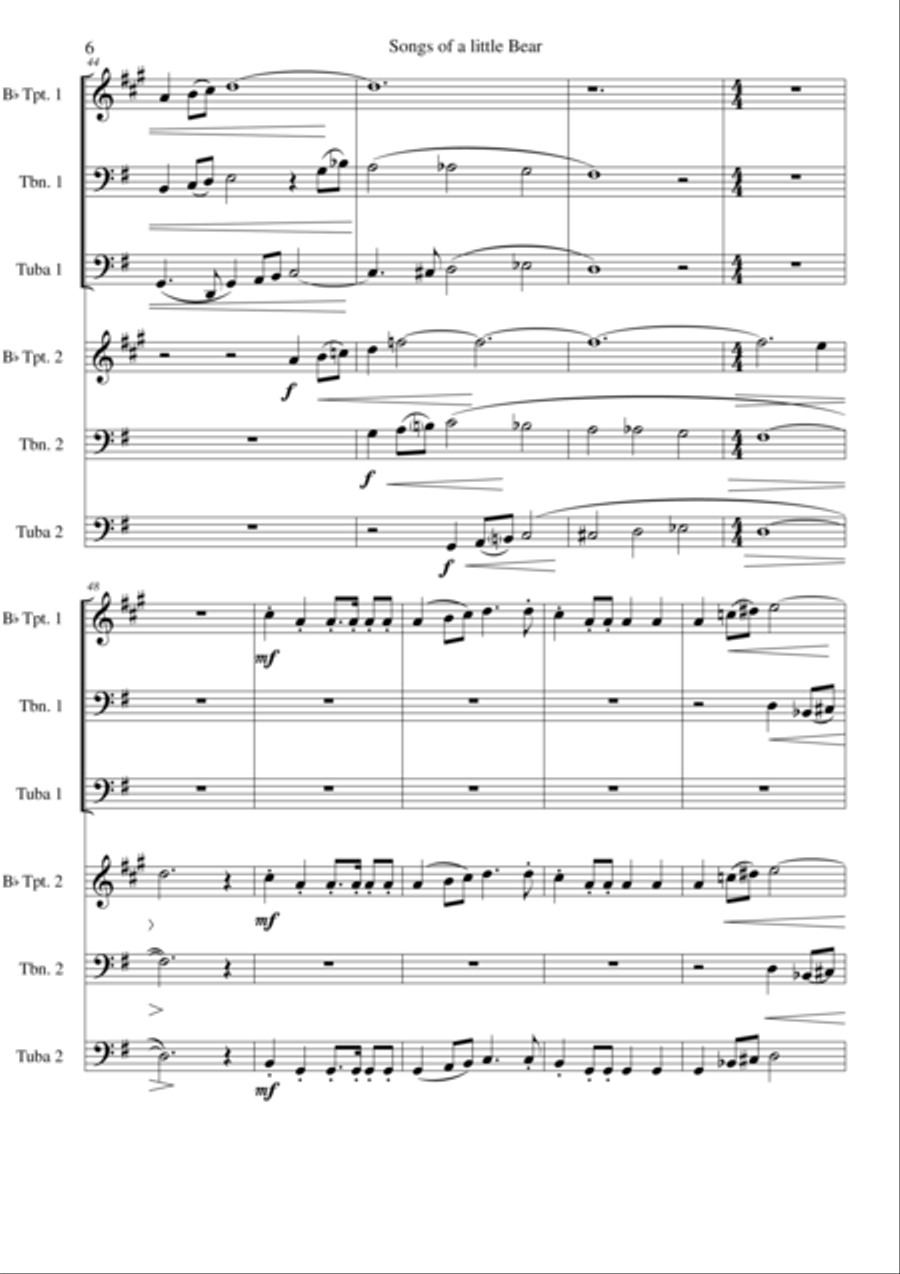 Songs of a little Bear for brass sextet Brass Ensemble scores gallery preview page 6