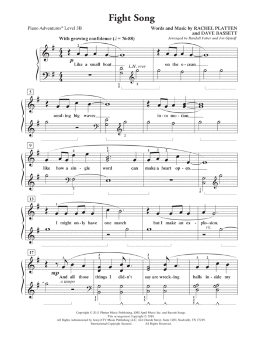 Fight Song Piano Method scores gallery preview page 1