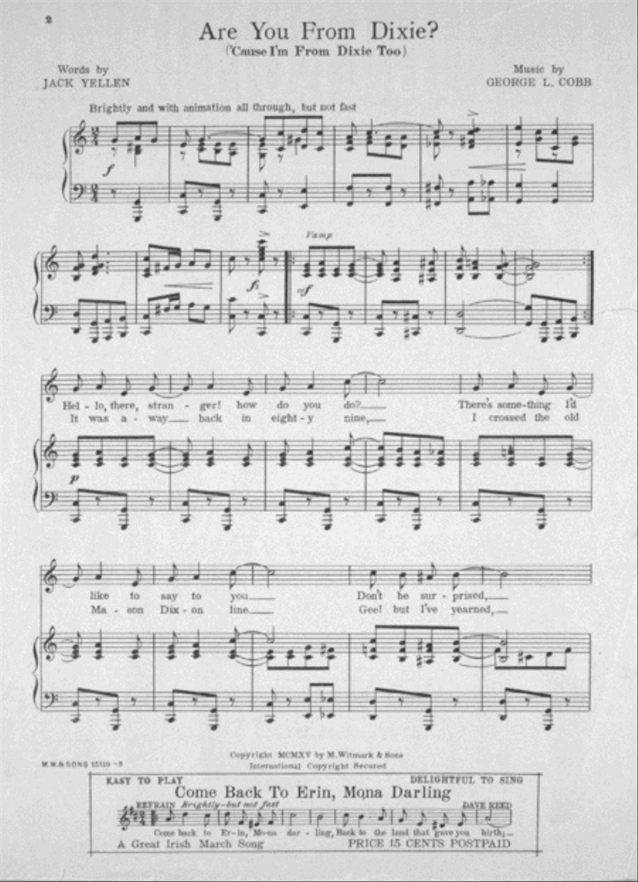 Are You From Dixie? ('Cause I'm From Dixie, Too!) Voice scores gallery preview page 2