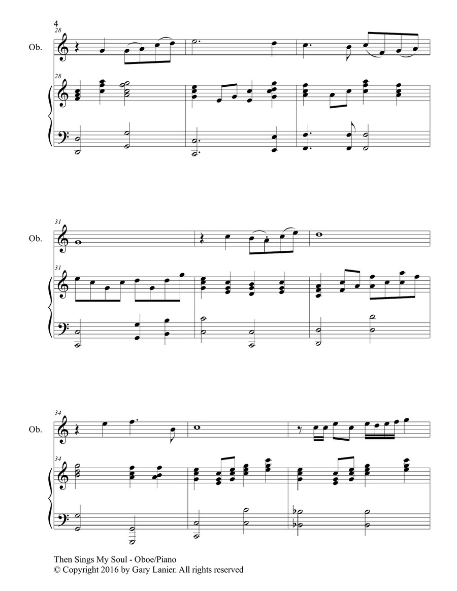 THEN SINGS MY SOUL (For Oboe & Piano with Parts) Piano scores gallery preview page 5