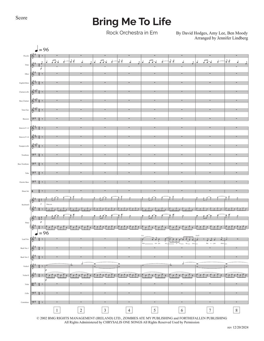 Bring Me To Life Full Orchestra scores gallery preview page 1