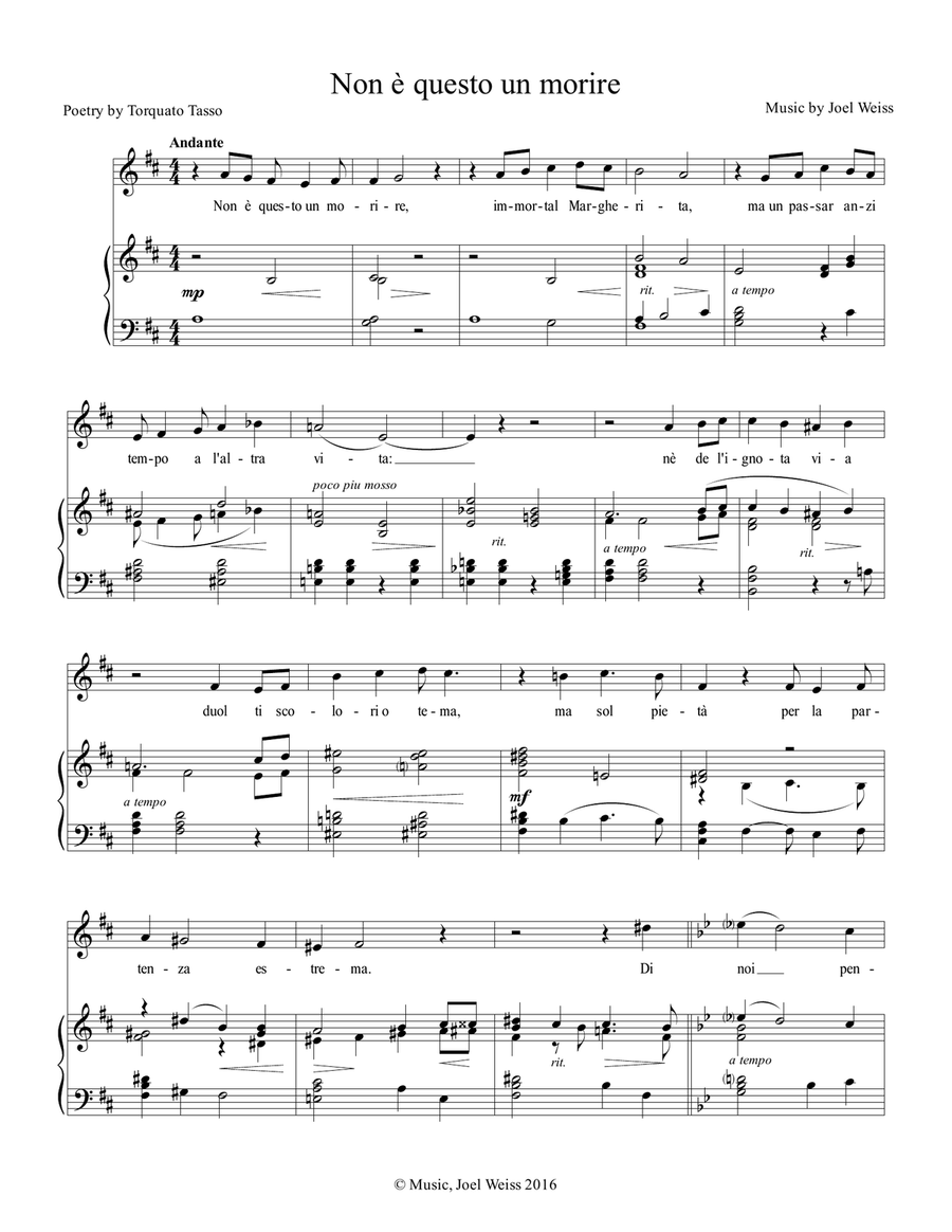 Non è questo un morire Voice scores gallery preview page 1