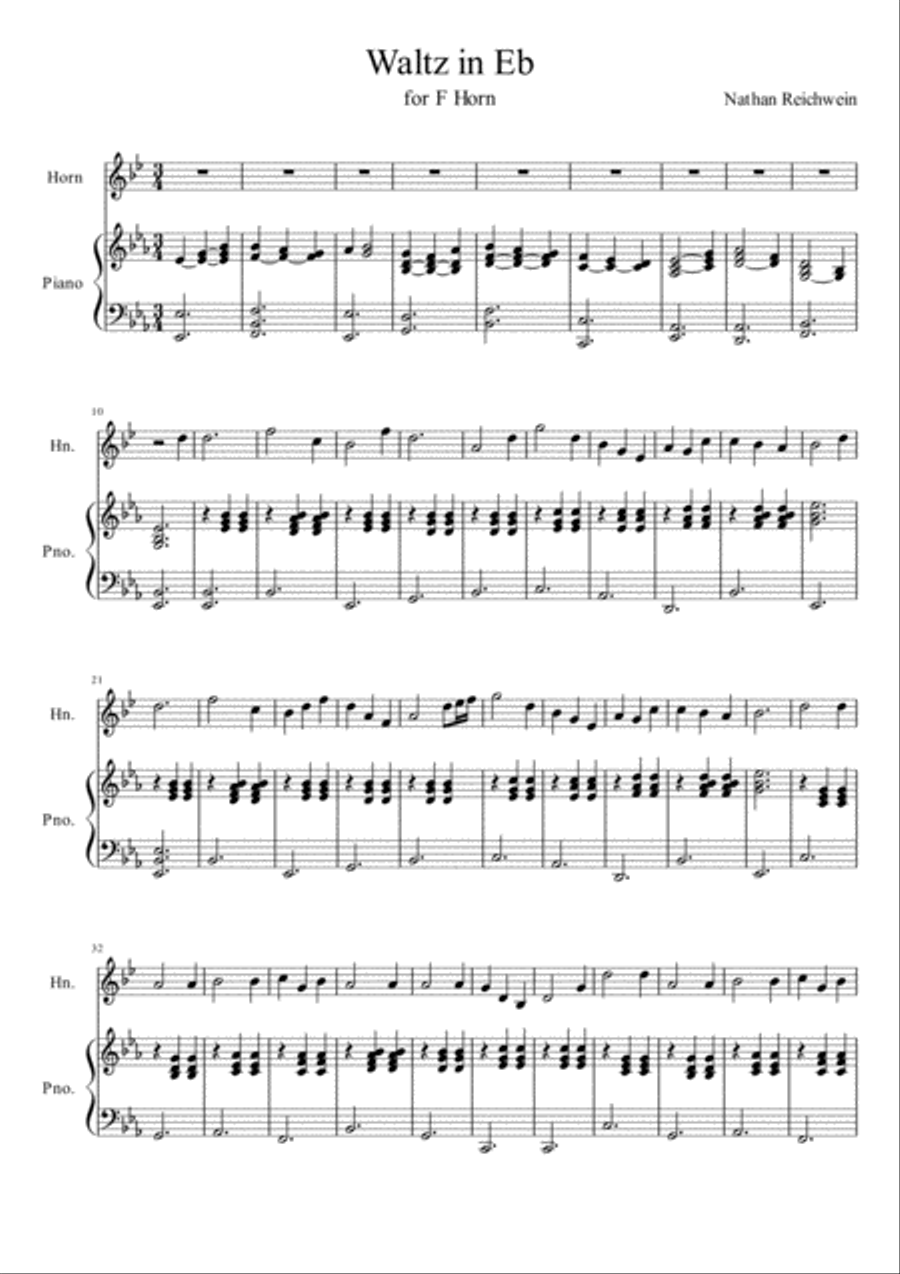Waltz in Eb for Horn Horn scores gallery preview page 1