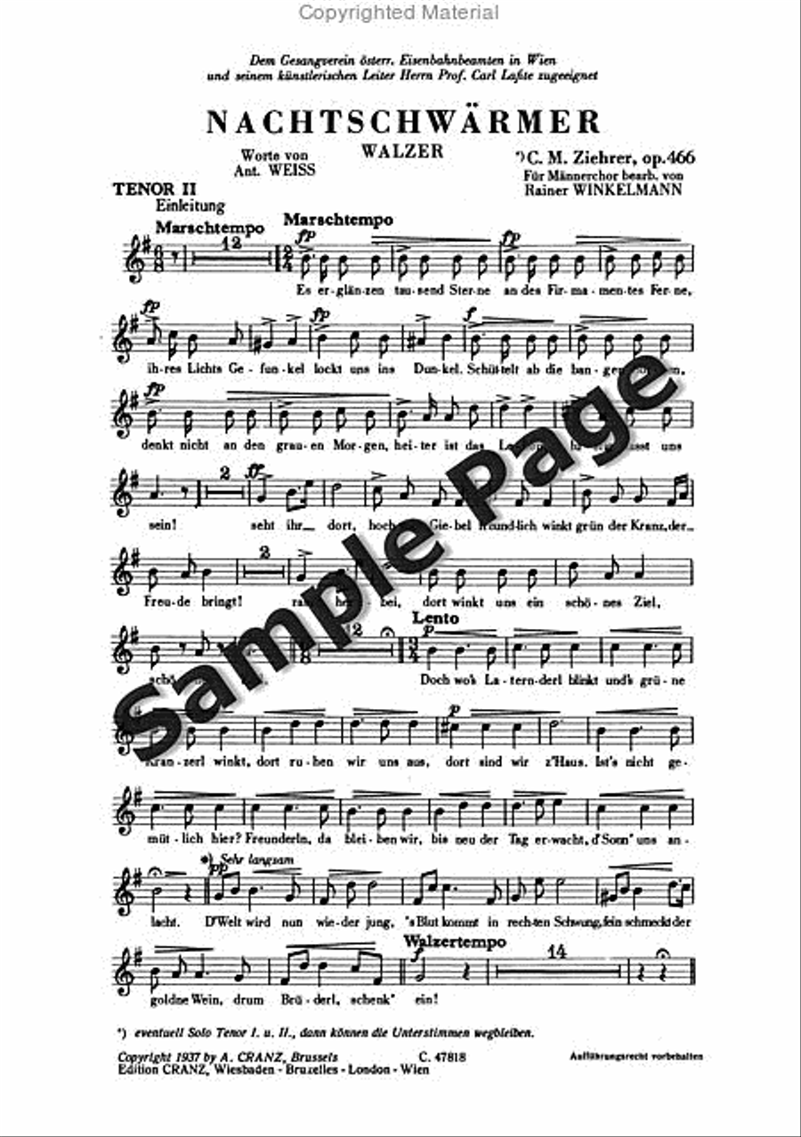 Ziehrer Cm Nachtschwaermer Op466 TTBB scores gallery preview page 2