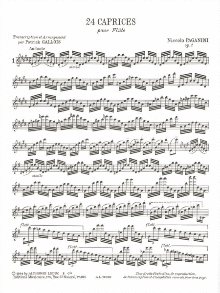 24 Caprices, Op.1 (flute)