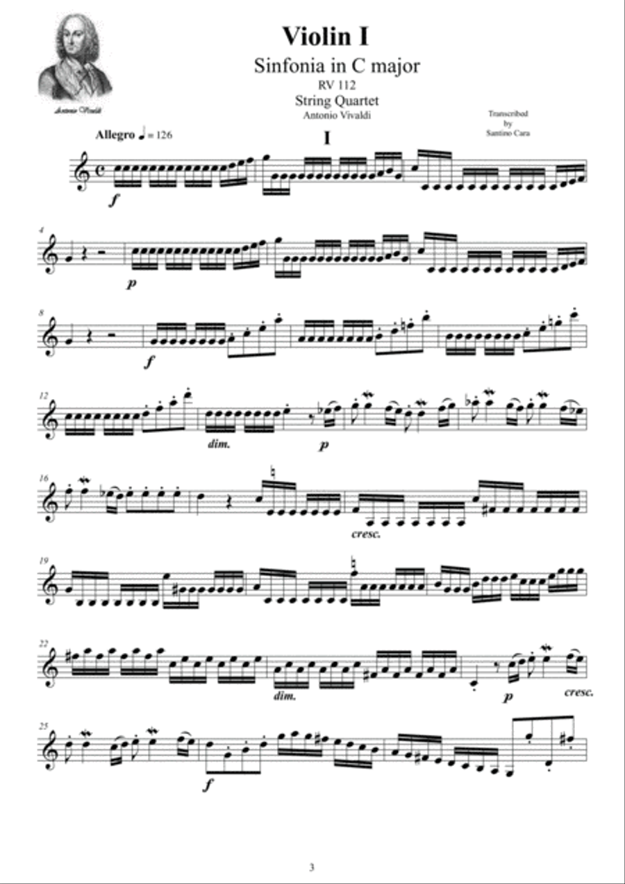 14 Vivaldi's Concertos for String Quartet - Complete Parts String Quartet scores gallery preview page 3