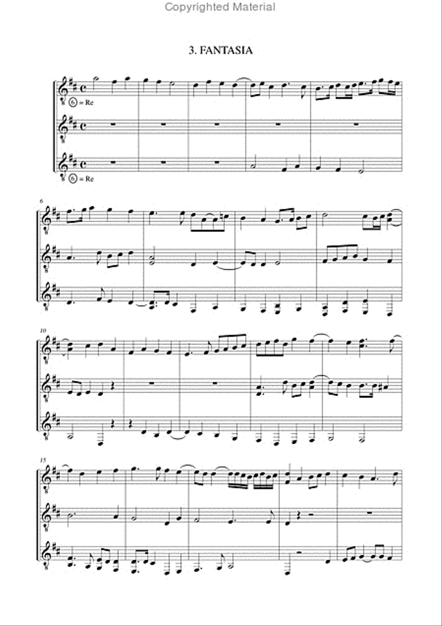 3 Compositions (A Galliard, The Frog Galliard, Fantasia) for 3 Guitars Guitar Ensemble scores gallery preview page 4