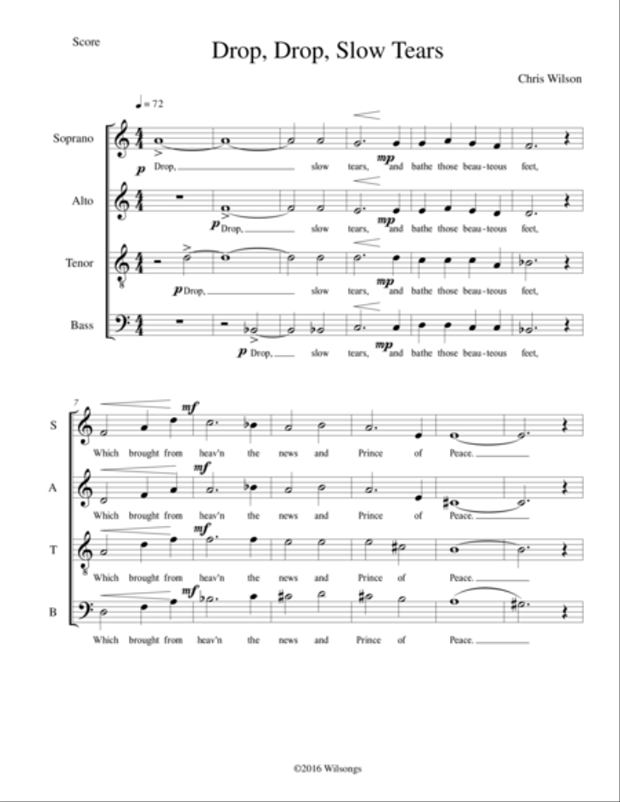 Drop Slow Tears 4-Part scores gallery preview page 1
