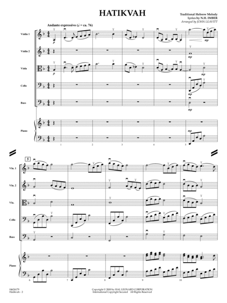 Hatikvah (arr. John Leavitt) - Conductor Score (Full Score)