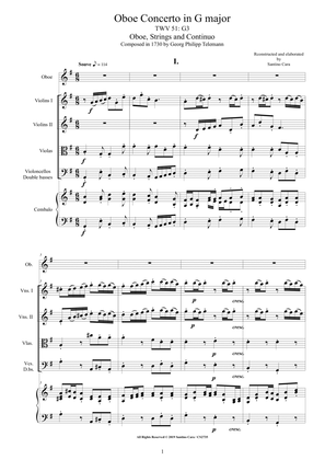 Telemann - Oboe Concerto in G major TWV 51-G3 for Oboe, Strings and Cembalo