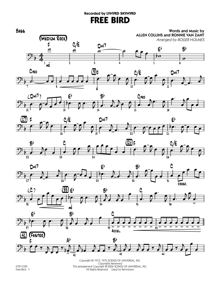 Free Bird - Bass Part scores gallery preview page 1